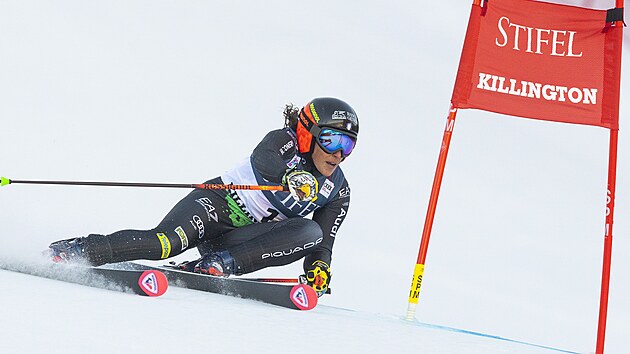Slovenka Petra Vlhov bhem obho slalomu v Killingtonu