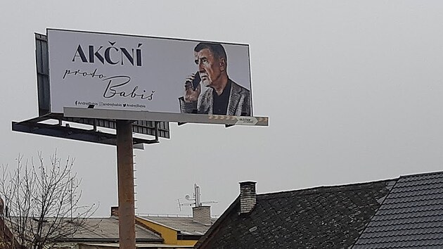 Billboard Andreje Babiše před volbou prezidenta v Olomouci