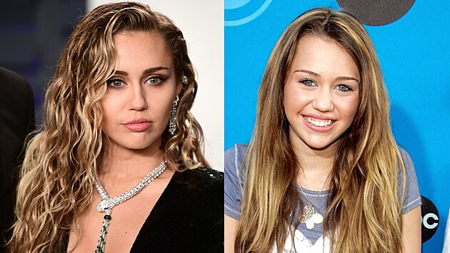 Miley Cyrusová v letech 2022 a 2006