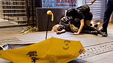 Hongkong. Protesty proti ínské politice nulového covidu (28. listopadu 2022)