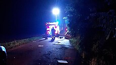 V Ú�icích na M�lnicku havarovalo auto a za�alo ho�et, �idi� zem�el. (24. srpna...