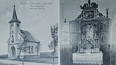Historický snímek kaple a oltáře.