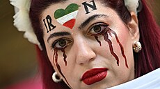 Íránská fanynka bhem zápasu proti Walesu na fotbalovém mistrovství svta