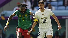 Kamerunský záložník André-Frank Zambo Anguissa (vlevo) a Saša Lukič ze Srbska