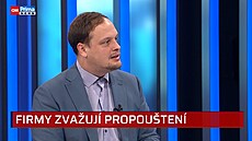 Ekonom Pavel Peterka ve vysílání CNN Prima News.