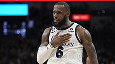 LeBron James se raduje po koi proti San Antoniu.