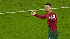 Natvaný Cristiano Ronaldo bhem zápasu s Ghanou na MS v Kataru