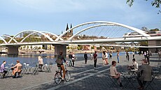 Vizualizace vítězného návrhu nového mostu na Výtoni (23. listopadu 2022)