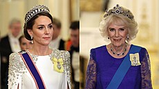 Princezna Kate a královna cho� Camilla na banketu v Buckinghamském paláci...