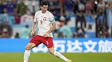 Polský kapitán Robert Lewandowski bhem utkání s Argentinou.