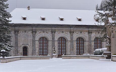 Královská zahrada Praského hradu v zim.