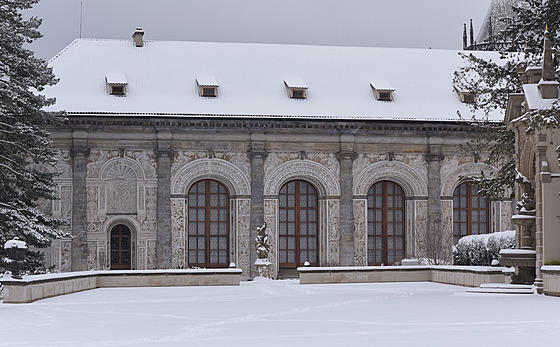 Královská zahrada Pražského hradu v zimě.