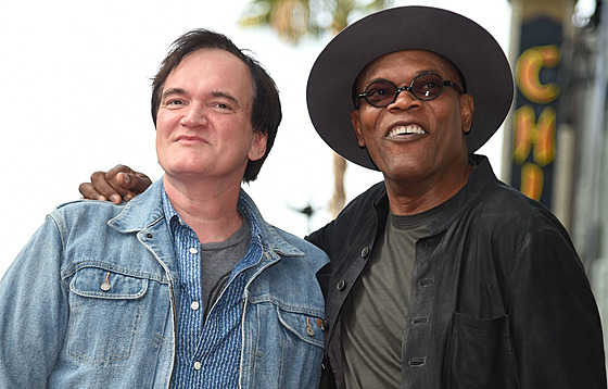 Reisér Quentin Tarantino a herec Samuel L. Jackson bhem slavnostního odhalení...