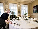 Vánon vyzdobené prostory zámku v Lánech v prosinci 2022. lutý sál audienní. 