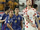 Fotbalisté Japonska se radují z gólu Daizena Maedy v osmifinále proti...