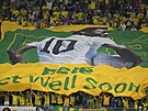 Transparent s brazilskou legendou Pelém pi osmifinále mistrovství svta