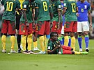 Ze kamerunských fotbalist v utkání skupiny G proti Brazílii na mistrovství...
