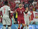 Srbský útoník Aleksandar Mitrovic slaví gól do sít výcarska v utkání skupiny...
