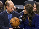 Princ William a princezna Kate na basketbalovém zápase Boston Celtics s Miami...