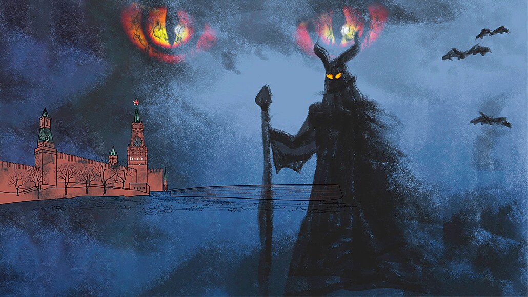 Ilustrace vládce pekel strašícího Kreml