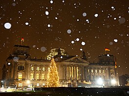 Správa Berlína nechala nasvítit i strom ped budovou íského snmu, kde sídlí...