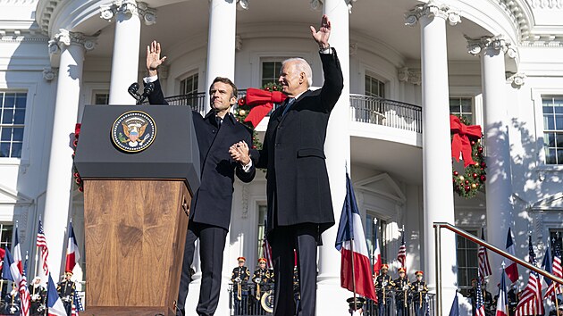 Joe Biden s Emmanuelem Macronem v Blm dom (1. prosince 2022)