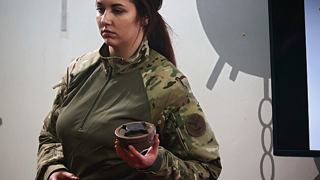 Ukrajin�t� voj�ci po��daj� pro civilisty kurzy o z�kladech minov� bezpe�nosti. (27. listopadu 2022)