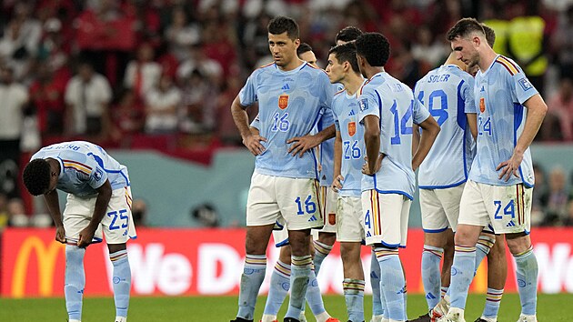 Španělští fotbalisté se chystají na rozstřel v osmifinále mistrovství světa s Marokem.