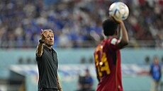 panlský kou Luis Enrique bhem utkání s Japonskem.