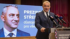 Tisková konference kandidáta na prezidenta Josefa Steduly k volební kampani....