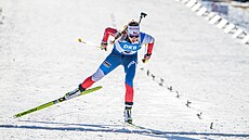 POSLEDNÍ METR. Markéta Davidová dojídí do cíle sprintu v Hochfilzenu.