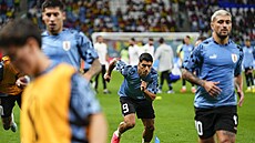 Uruguayský Luis Suarez pi rozcvice ped utkáním s Ghanou na mistrovství svta...