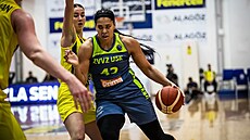 Brionna Jonesová z USK Praha proniká obranou Fenerbahce.