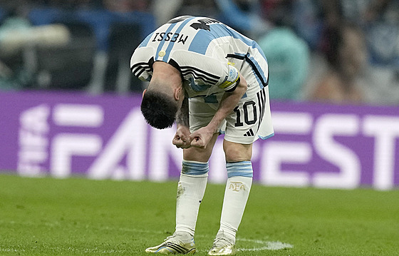 Argentinský útoník Lionel Messi se raduje z postupu do finále mistrovství...