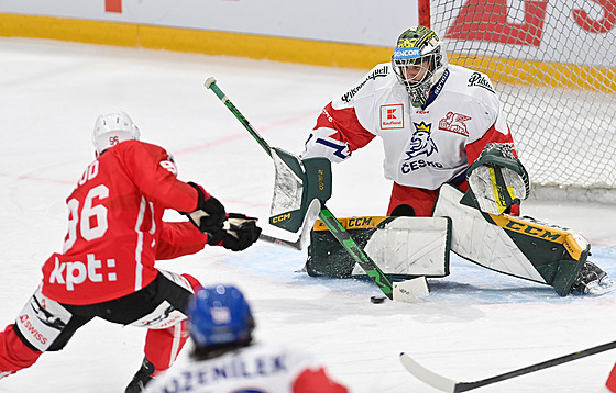 Marek Langhamer vychytal �eským hokejist�m výhru 2:1 nad �výcarskem.