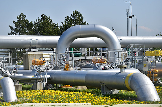 Hraniní pedávací stanice plynu v Lanhot na Beclavsku (28. dubna 2022).