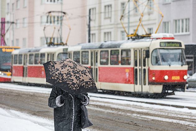 Sněžení v Česku opět komplikuje dopravu. Nehoda kamionu zablokovala D5