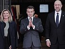 První dáma Ukrajiny Olena Zelenská, prezident Francie Emmanuel Macron a premiér...