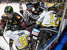 Hromadná bitka mezi hokejisty Sparty a Litvínova.
