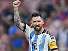 Argentinský útoník Lionel Messi oslavuje svj gól v semifinále mistrovství...