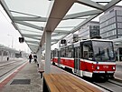 Na terminálu Nemocnice Bohunice, kde zaíná nová brnnská tramvajová tra,...