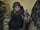 Ukrajinský voják v Bachmutu v Doncké oblasti (17. prosince 2022)