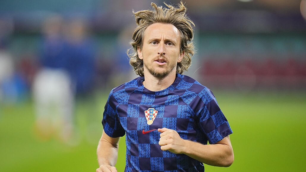 Chorvatský fotbalový záloník Luka Modri ped uktáním proti Maroku.