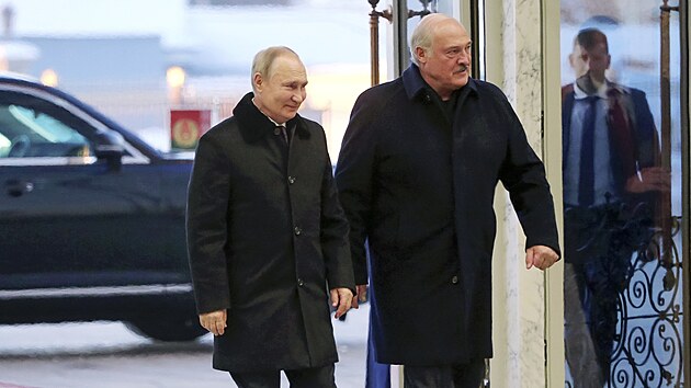 Rusk prezident Vladimir Putin a blorusk prezident Alexandr Lukaenko na jednn v Minsku (19. prosince 2022)