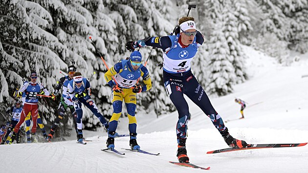 Filip Fjield Andersen (4) bhem sthaky v Hochfilzenu