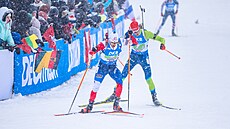 Michal Kr�má� b�hem �tafetového závodu v Hochfilzenu.