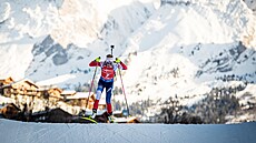 Markéta Davidová b�hem závodu s hromadným startem v Annecy.