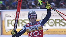 Vítz. Norský lya Aleksander Aamodt Kilde se raduje po dokonení závodu v...