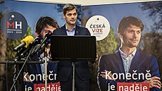 Prezidentský kandidát a senátor Marek Hiler na tiskové konferenci (19....