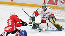 Marek Langhamer vychytal českým hokejistům výhru 2:1 nad Švýcarskem.